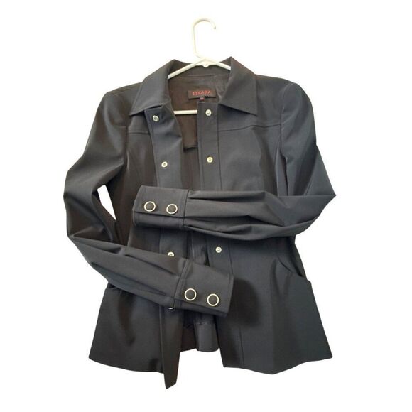 Escada Womens Black Button-Up Jacket Size 34 Long Sleeves Slim Fit Elegant Desig - Picture 6 of 12